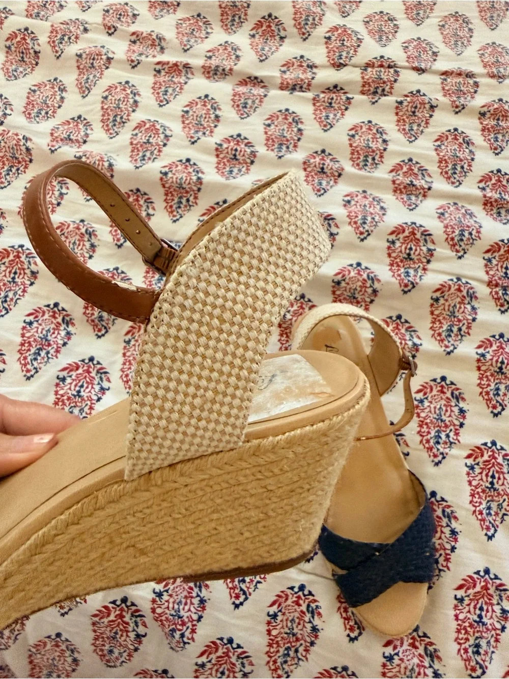 Lucky Brand Women’s Navy Braided Espadrille Wedge Sandals Size 10